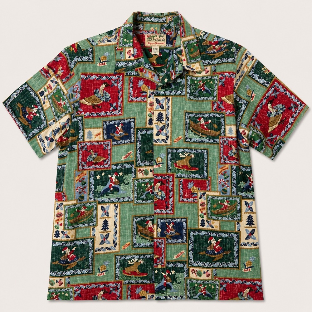 Reyn Spooner Mele Kalikimaka Christmas Aloha Shirt Mens XXXL Hawaiian 2003
